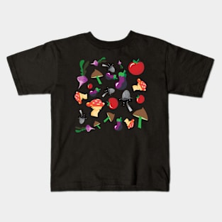 Mushrooms and Veggies Pattern Print Kids T-Shirt